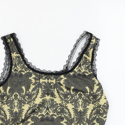 Womens UK Size 6 ROMWE Yellow Cropped Tank