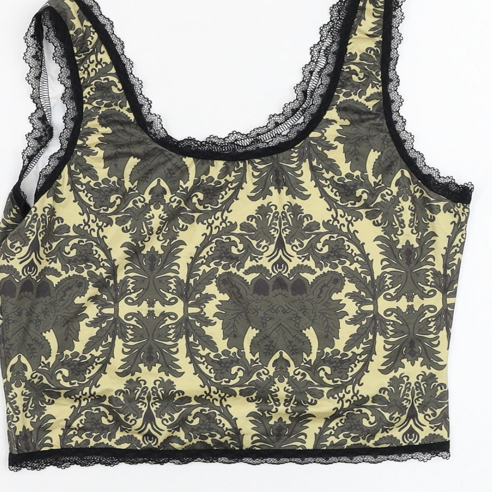 Womens UK Size 6 ROMWE Yellow Cropped Tank