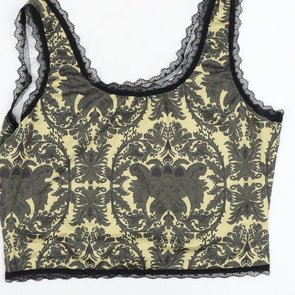 Womens UK Size 6 ROMWE Yellow Cropped Tank