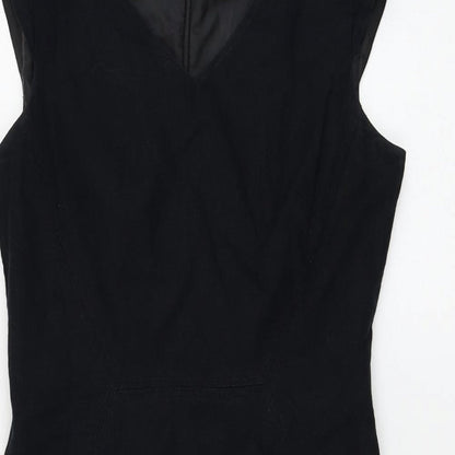Marks and Spencer Womens Blue Flax Shift Size 10 V-Neck Zip