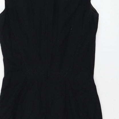 Marks and Spencer Womens Blue Flax Shift Size 10 V-Neck Zip