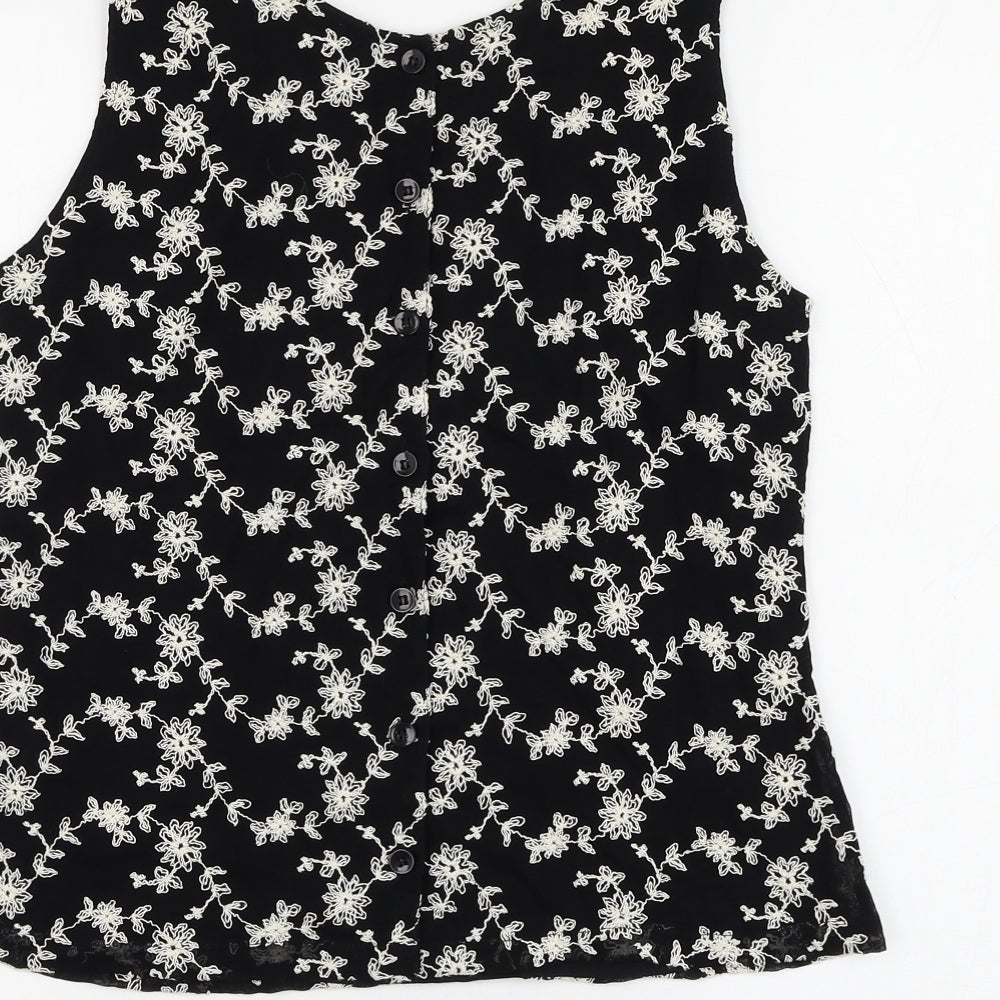 Womens UK Size 10 Kaliko Black Basic Blouse