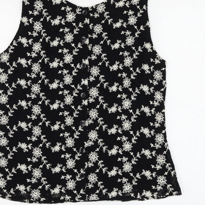 Womens UK Size 10 Kaliko Black Basic Blouse