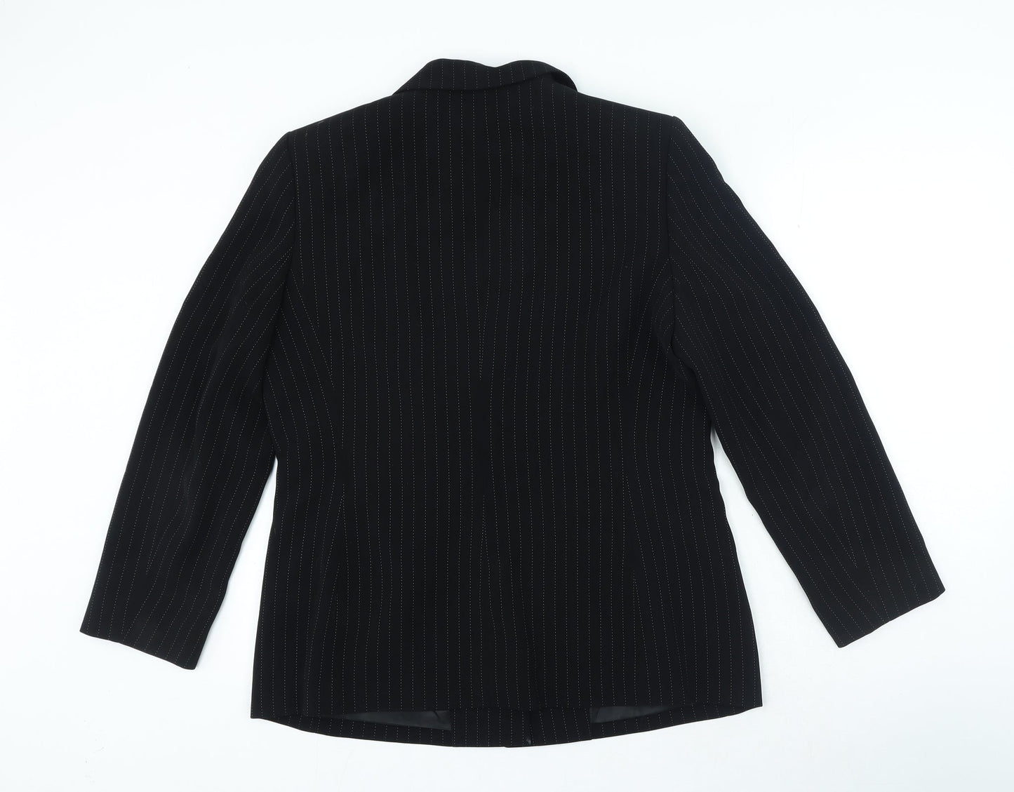 Kasper Womens Black Striped Polyester Jacket Blazer Size 12 - Pockets