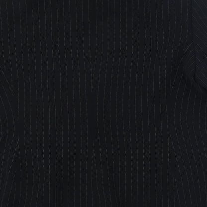 Kasper Womens Black Striped Polyester Jacket Blazer Size 12 - Pockets