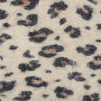 F&F Girls Beige Animal Print Nylon Pullover Casual Size 14 Years Round Neck Pullover - Leopard Print