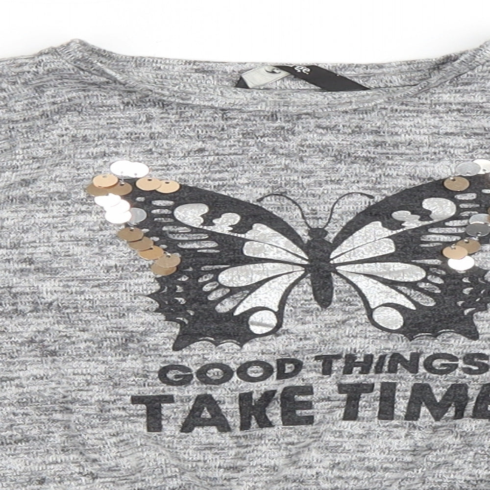 George Girls Grey Polyester Pullover Sweatshirt Size 6-7 Years Pullover - Butterfly