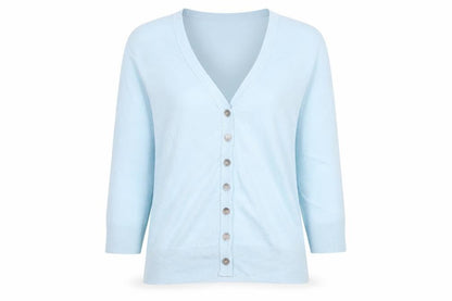 Principles Womens Blue V-Neck Cotton Cardigan Jumper Size 8