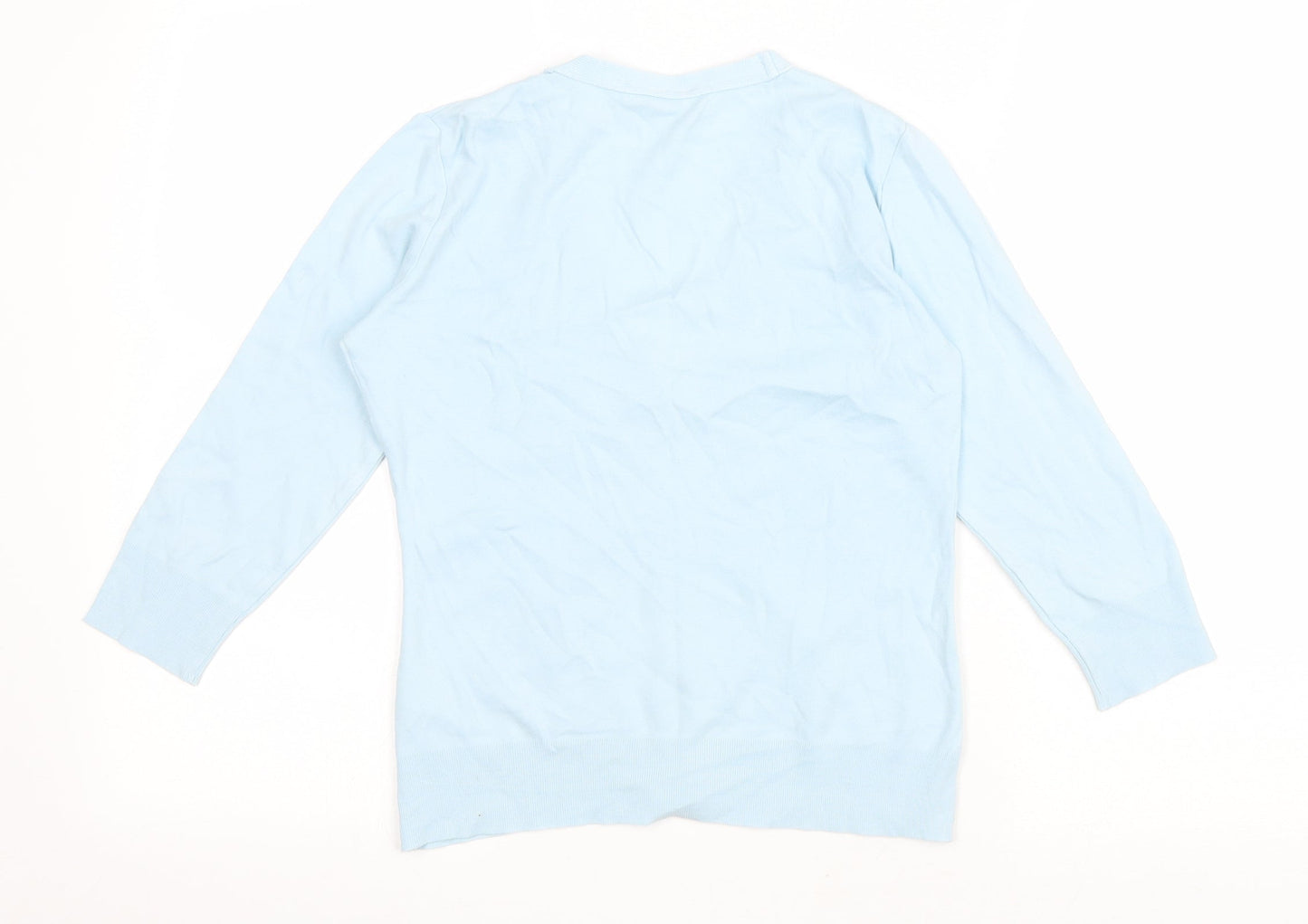 Principles Womens Blue V-Neck Cotton Cardigan Jumper Size 8