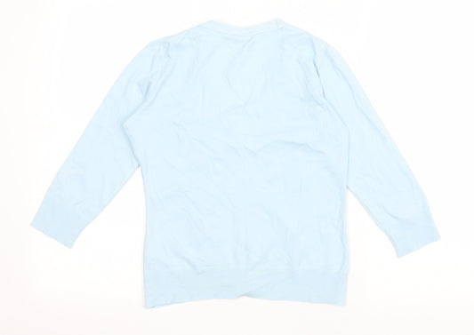 Principles Womens Blue V-Neck Cotton Cardigan Jumper Size 8