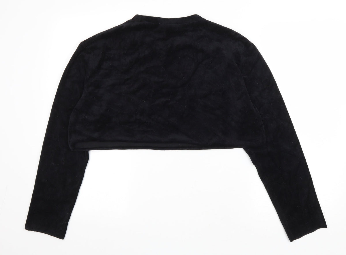 USA Pro Womens Black Cotton Pullover Sweatshirt Size 10 Pullover - Cropped