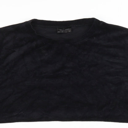 USA Pro Womens Black Cotton Pullover Sweatshirt Size 10 Pullover - Cropped