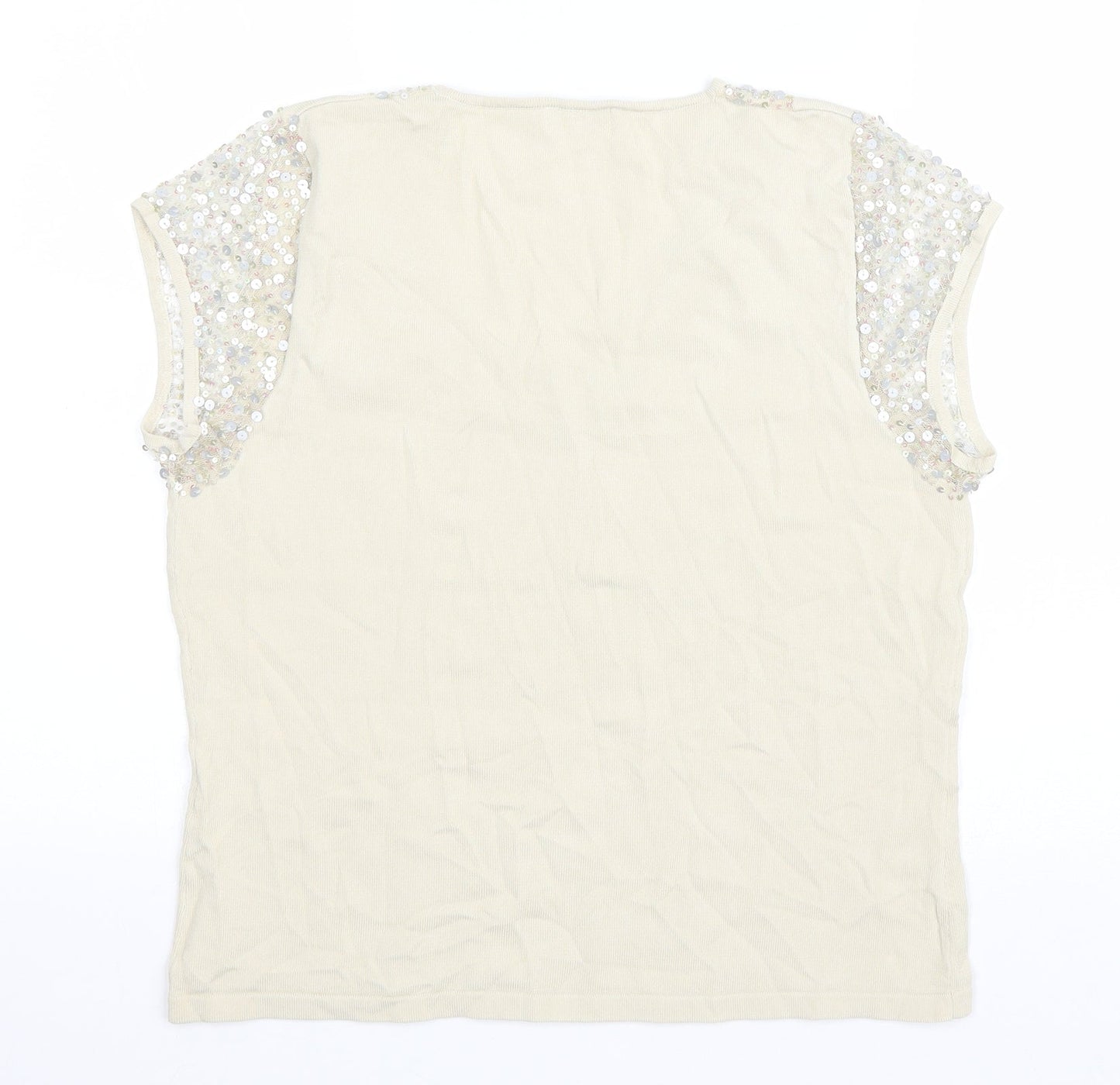 Lakeland Womens Beige Viscose Basic T-Shirt Size 16 V-Neck