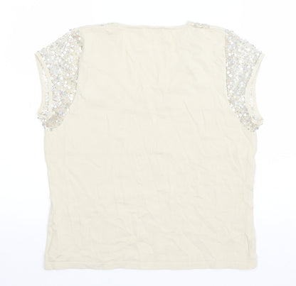 Lakeland Womens Beige Viscose Basic T-Shirt Size 16 V-Neck