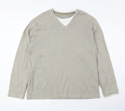 Blue Harbour Mens Green Crew Neck Cotton Pullover Jumper Size S