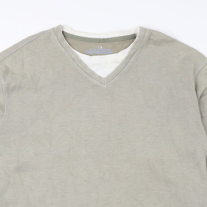 Blue Harbour Mens Green Crew Neck Cotton Pullover Jumper Size S