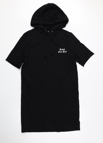 Divided by H&M Womens Black 100% Cotton Jumper Dress Size 8 Crew Neck Pullover