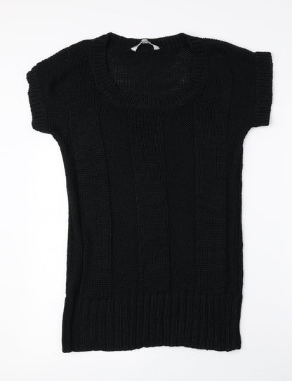 Red Herring Womens Black Acrylic Jumper Dress Size 10 Scoop Neck Pullover