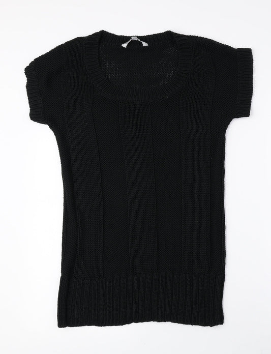 Red Herring Womens Black Acrylic Jumper Dress Size 10 Scoop Neck Pullover