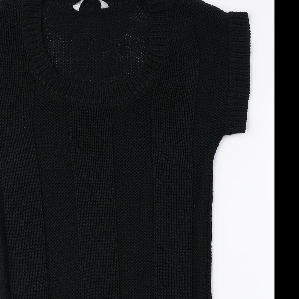 Red Herring Womens Black Acrylic Jumper Dress Size 10 Scoop Neck Pullover