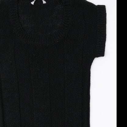 Red Herring Womens Black Acrylic Jumper Dress Size 10 Scoop Neck Pullover
