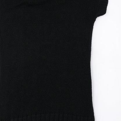 Red Herring Womens Black Acrylic Jumper Dress Size 10 Scoop Neck Pullover