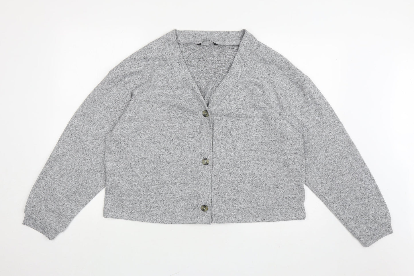 George Womens Grey V-Neck Polyester Cardigan Jumper Size L - Button up