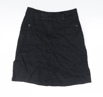 H&M Womens Black Polyester A-Line Skirt Size 28 in Zip