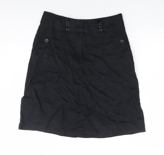 H&M Womens Black Polyester A-Line Skirt Size 28 in Zip