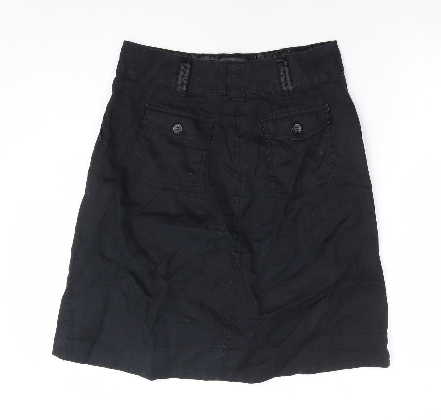 H&M Womens Black Polyester A-Line Skirt Size 28 in Zip