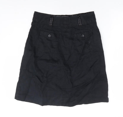 H&M Womens Black Polyester A-Line Skirt Size 28 in Zip