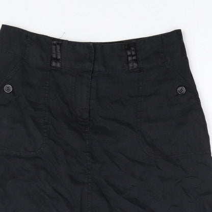 H&M Womens Black Polyester A-Line Skirt Size 28 in Zip