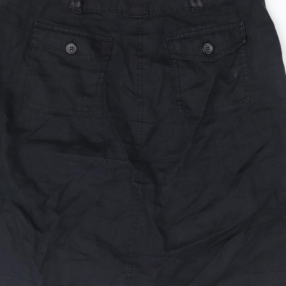 H&M Womens Black Polyester A-Line Skirt Size 28 in Zip