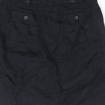 H&M Womens Black Polyester A-Line Skirt Size 28 in Zip