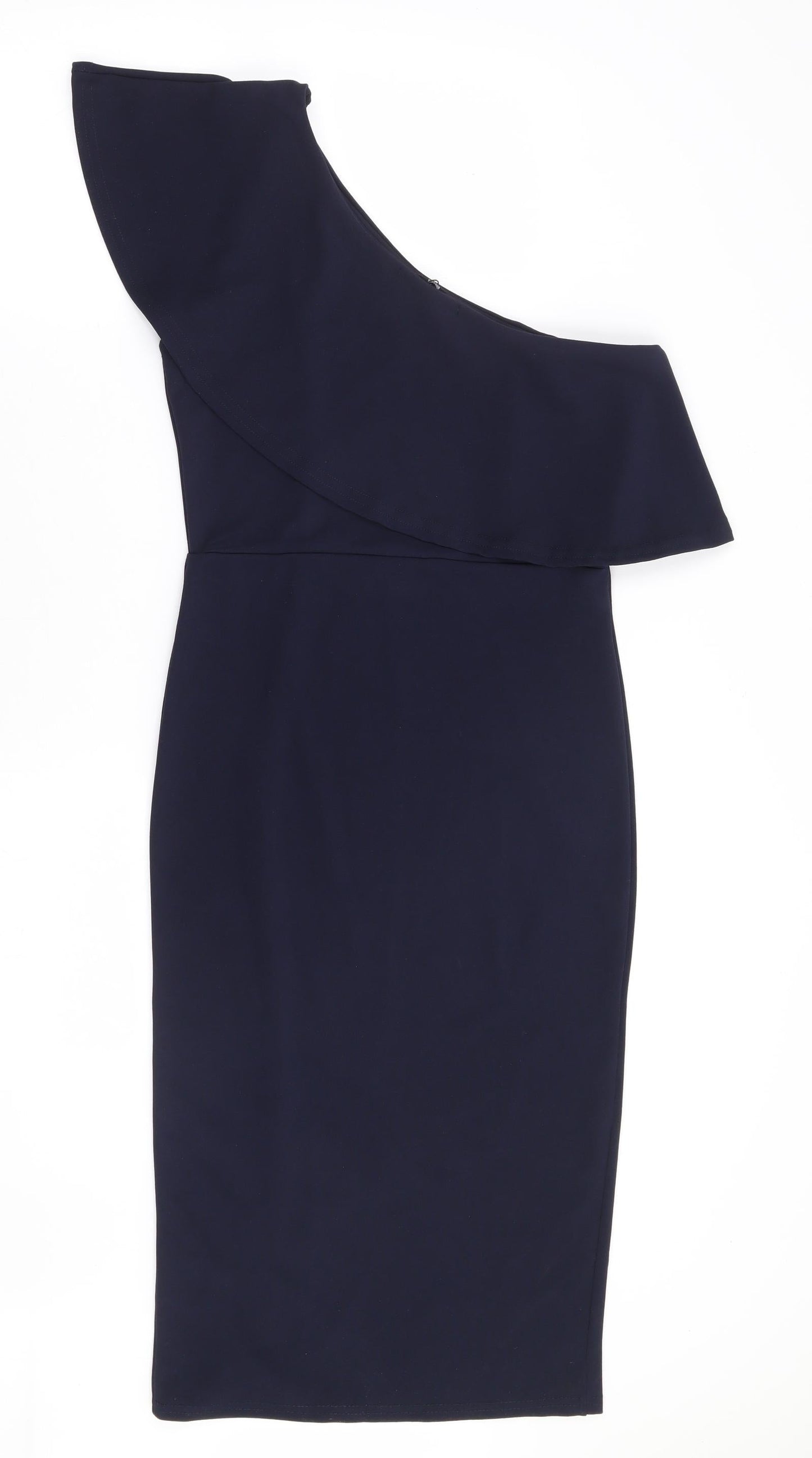 Missguided Womens Blue Polyester Bodycon Size 10 One Shoulder Pullover