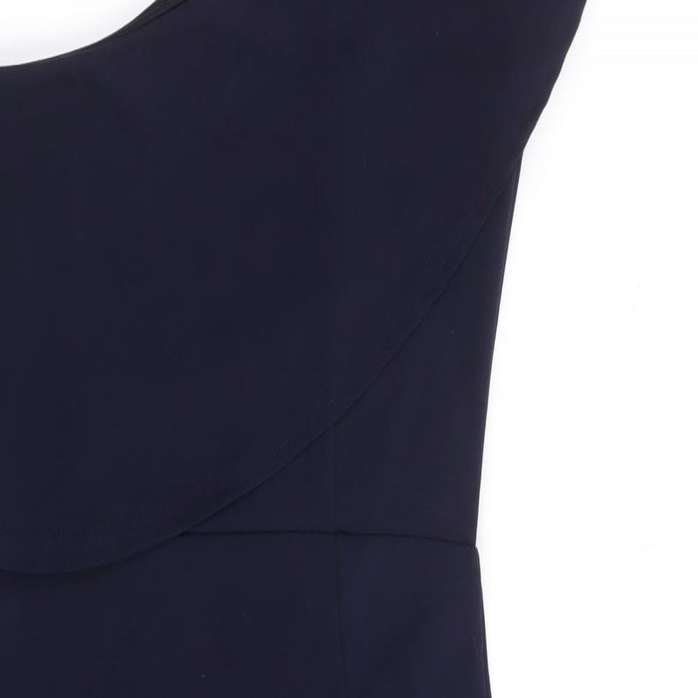 Missguided Womens Blue Polyester Bodycon Size 10 One Shoulder Pullover