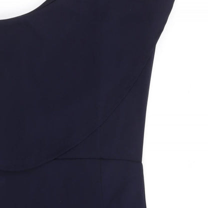 Missguided Womens Blue Polyester Bodycon Size 10 One Shoulder Pullover