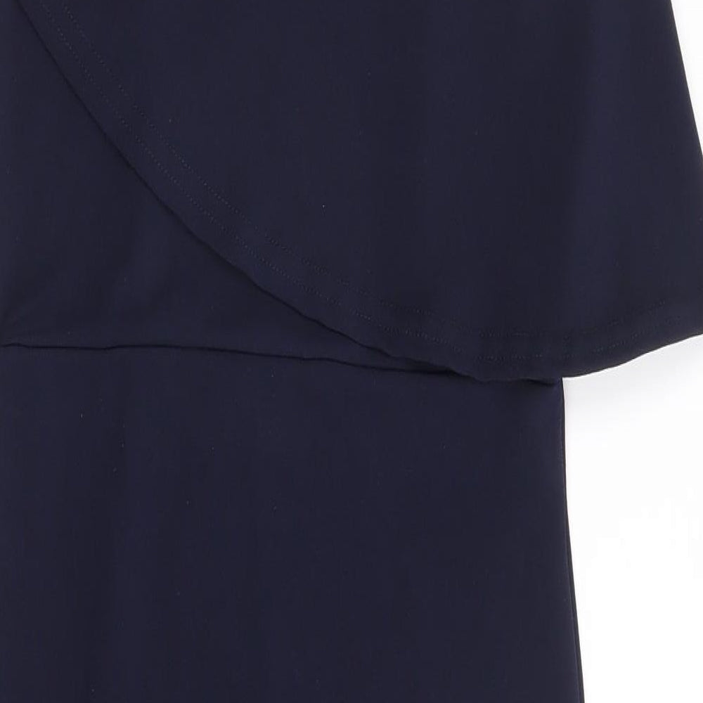 Missguided Womens Blue Polyester Bodycon Size 10 One Shoulder Pullover