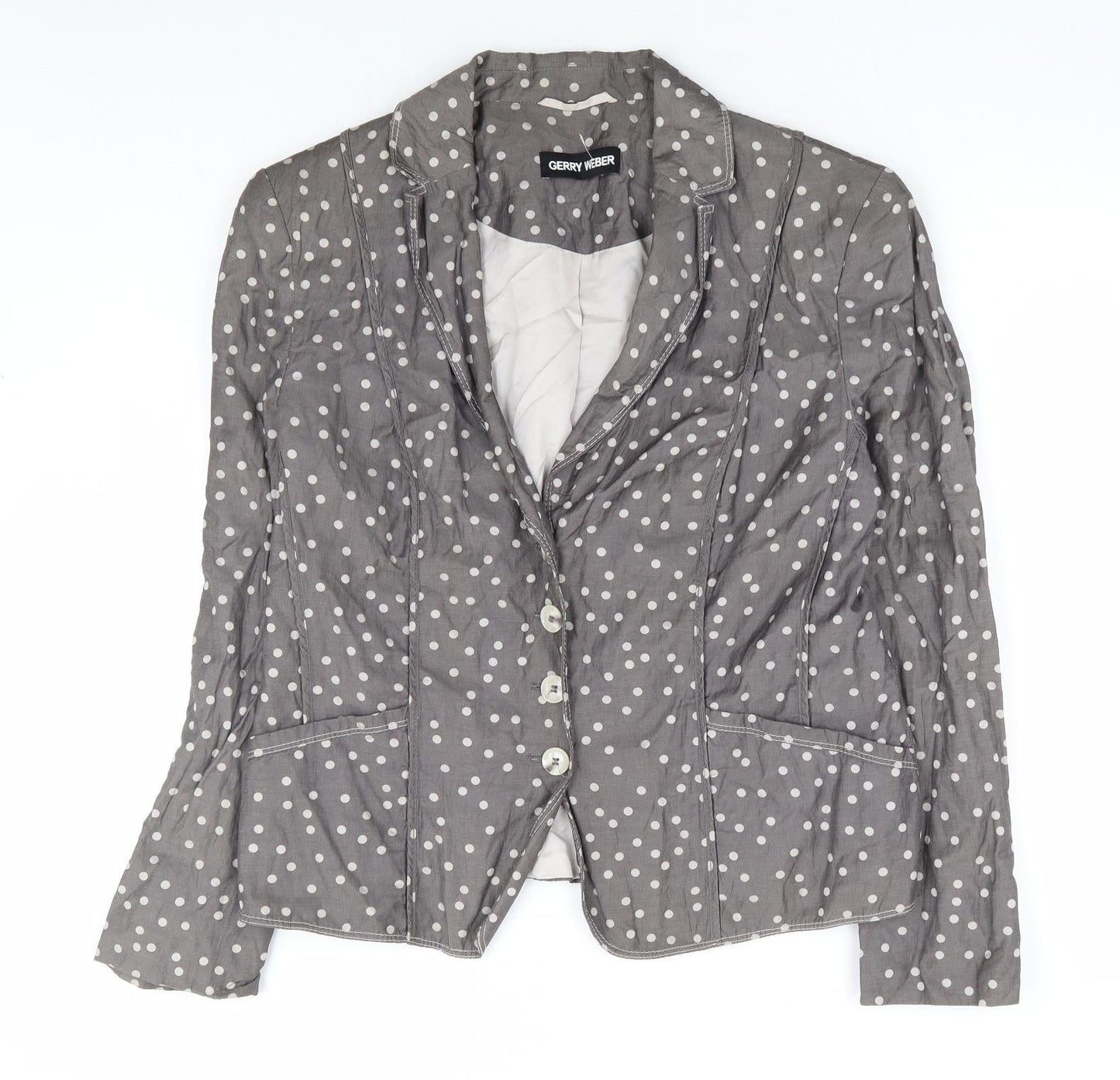 Gerry Weber Womens Grey Polka Dot Jacket Blazer Size 14 Button