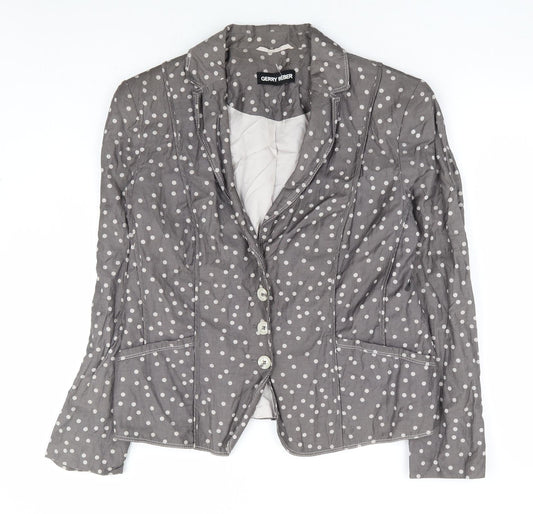 Gerry Weber Womens Grey Polka Dot Jacket Blazer Size 14 Button