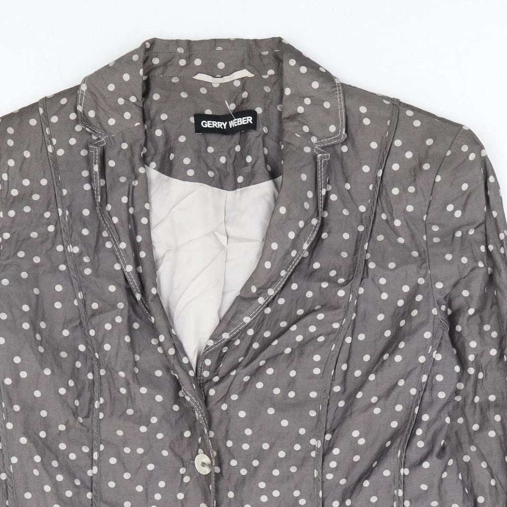 Gerry Weber Womens Grey Polka Dot Jacket Blazer Size 14 Button