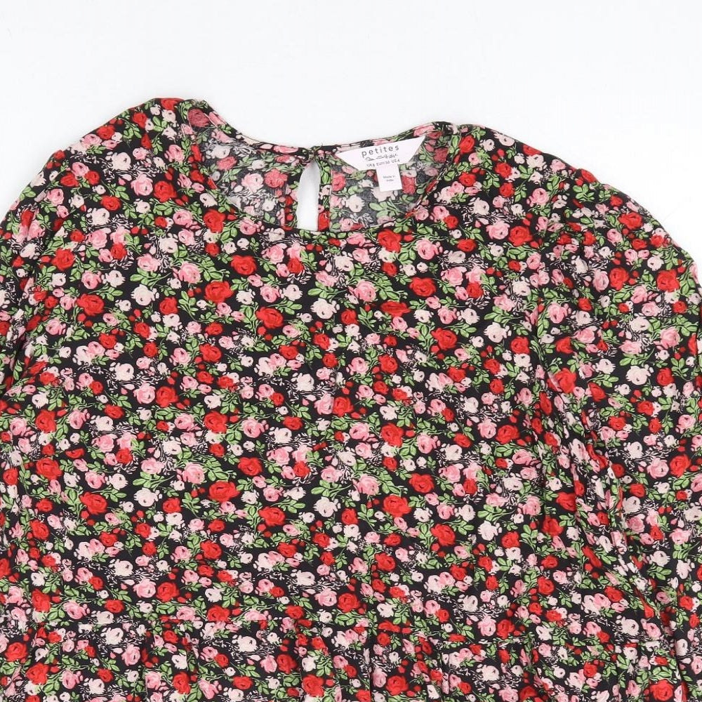 Miss Selfridge Womens Multicoloured Floral Viscose Cropped Blouse Size 8 Round Neck - Peplum