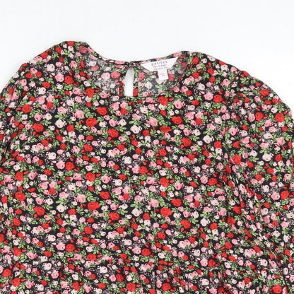Miss Selfridge Womens Multicoloured Floral Viscose Cropped Blouse Size 8 Round Neck - Peplum