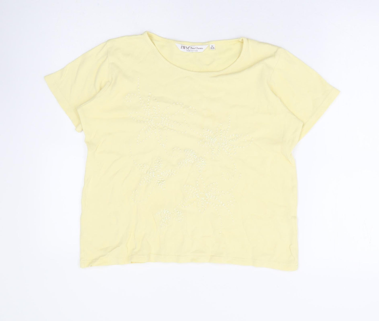 Womens UK Size 14 EWM Yellow Basic T-Shirt