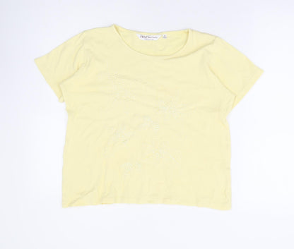 Womens UK Size 14 EWM Yellow Basic T-Shirt