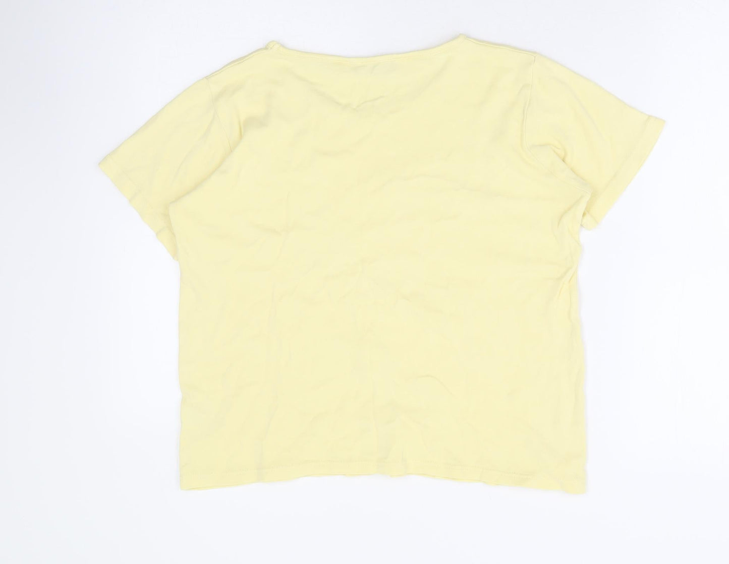Womens UK Size 14 EWM Yellow Basic T-Shirt
