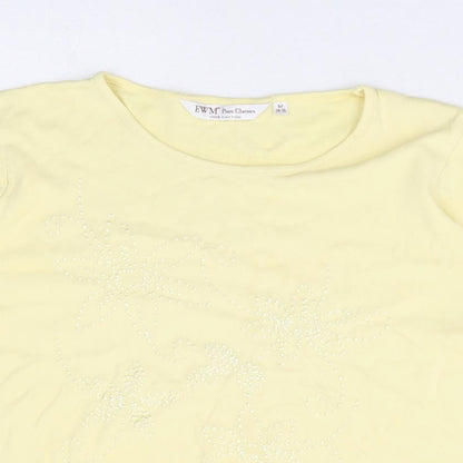 Womens UK Size 14 EWM Yellow Basic T-Shirt