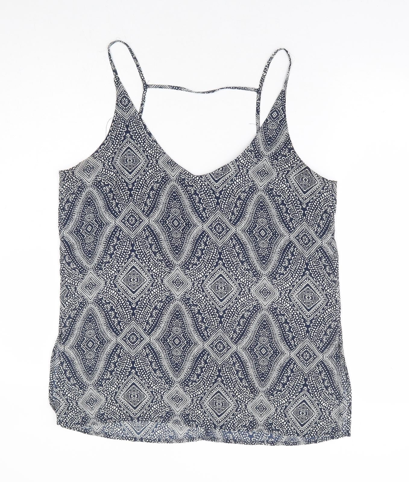 Womens UK Size 12 H&M Blue Cropped Blouse