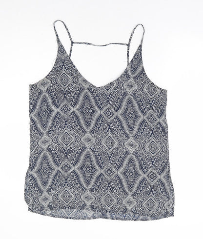 Womens UK Size 12 H&M Blue Cropped Blouse