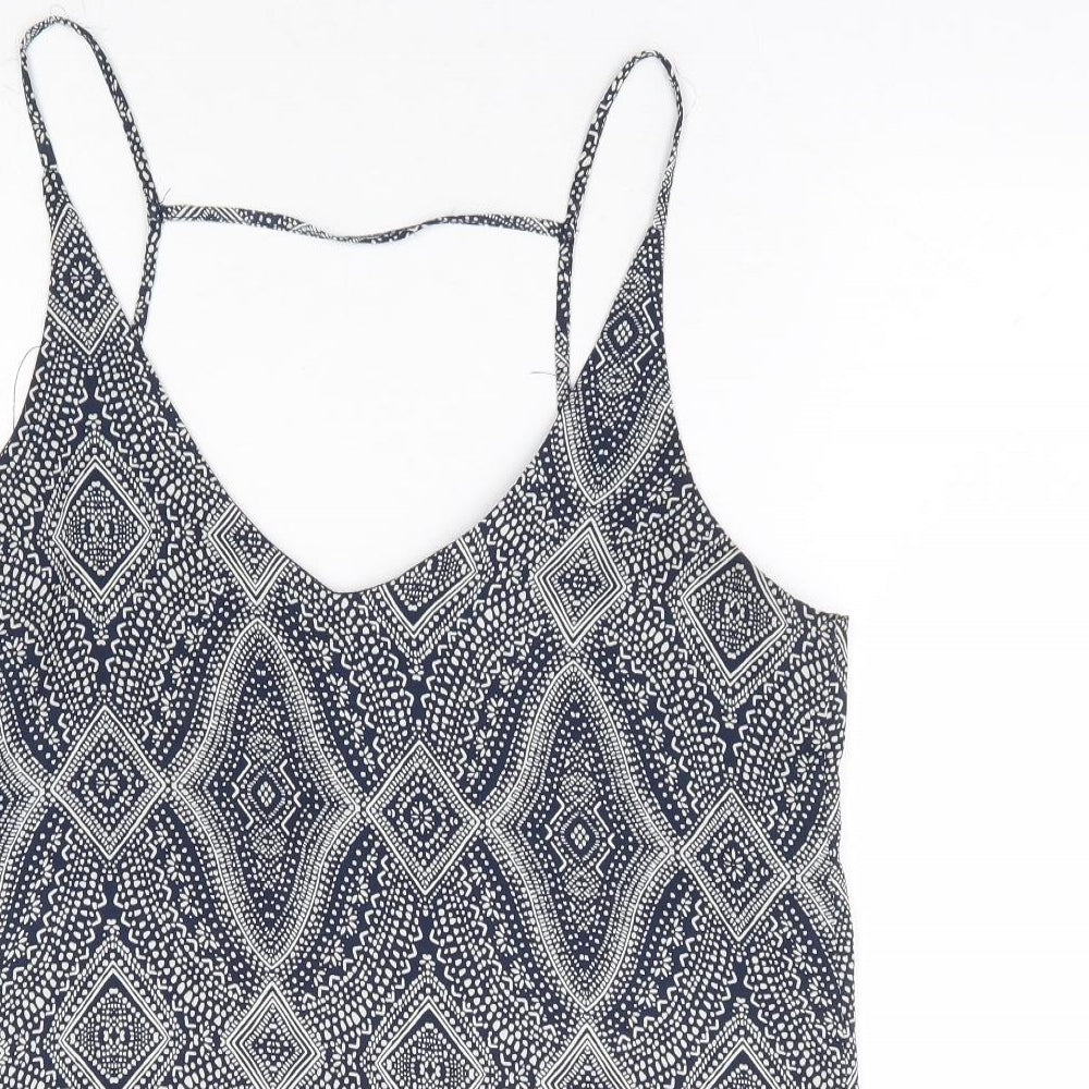 Womens UK Size 12 H&M Blue Cropped Blouse